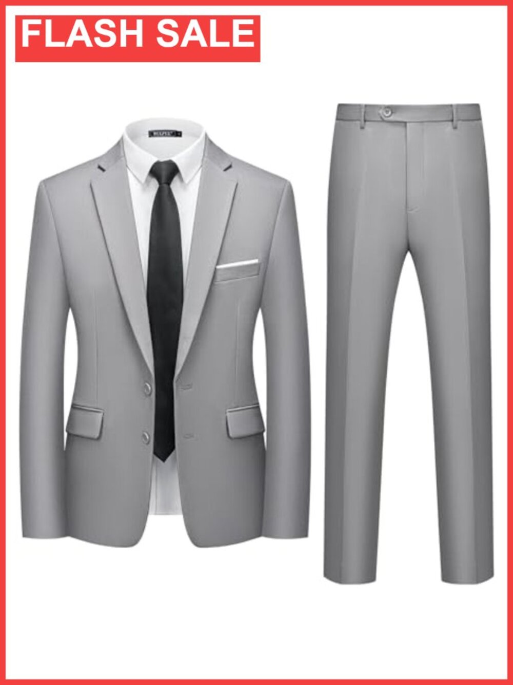 Men's Slim Fit Two Button Suit Set Stretch Wrinkle Free Polyester
